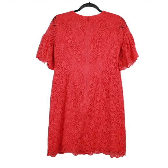 Ann Taylor Flutter Sleeve Coral Lace Shift Dress Size 0P NWT - Picture 3 of 11
